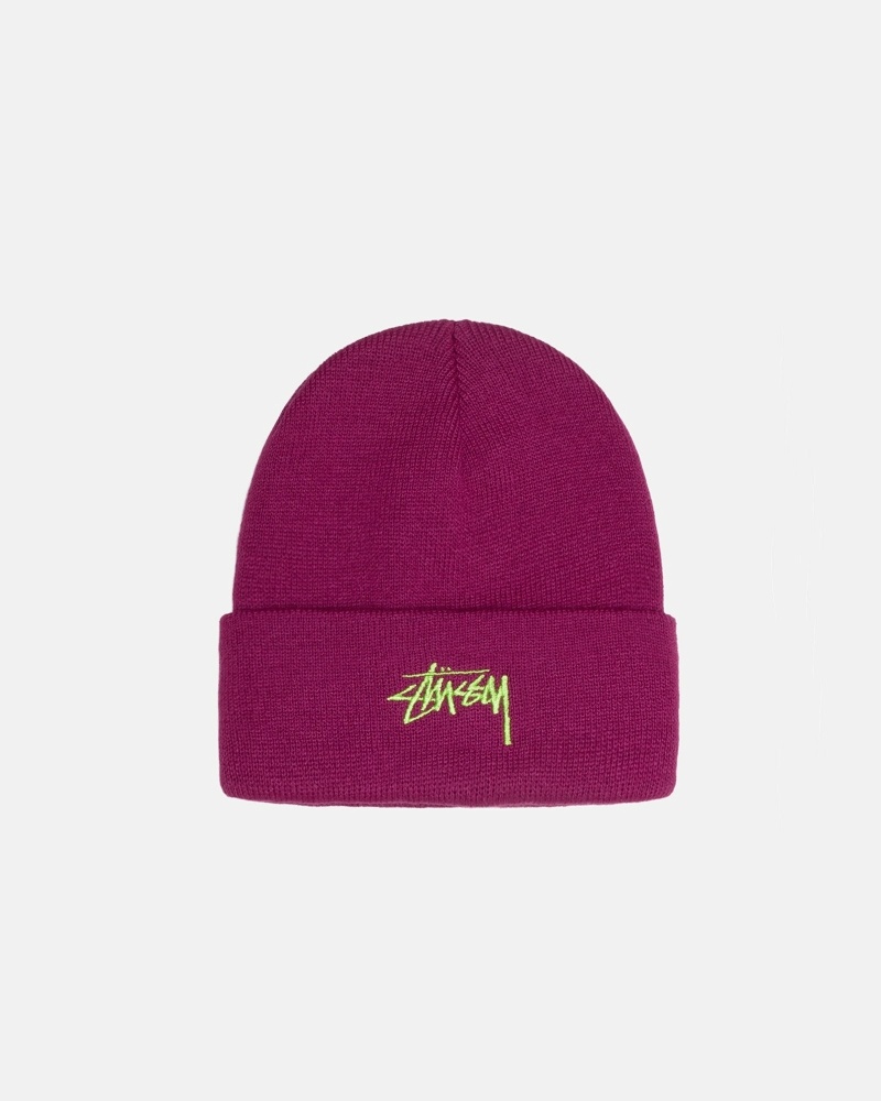 Purple Stussy Stock Cuff Men\'s Beanie | USA000484