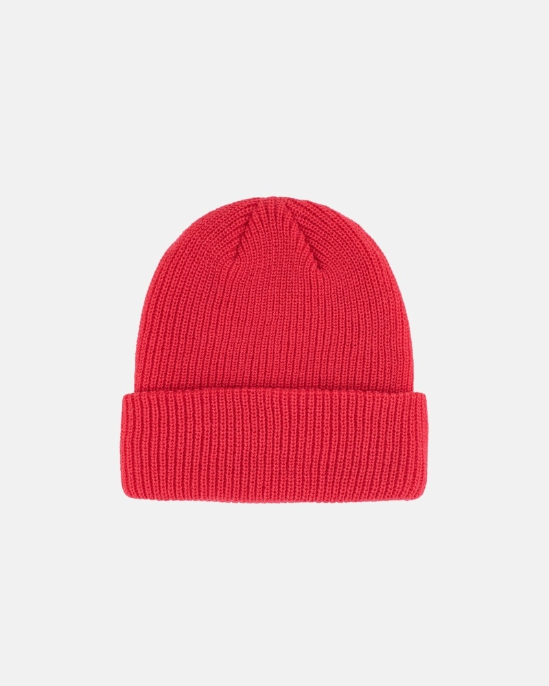 Red Stussy Basic Cuff Men's Beanie | USA000380