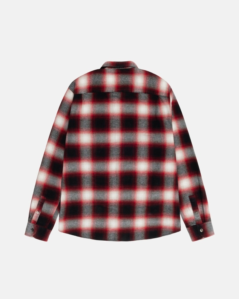 Red Stussy Bay Plaid Men's Shirts | USA000296