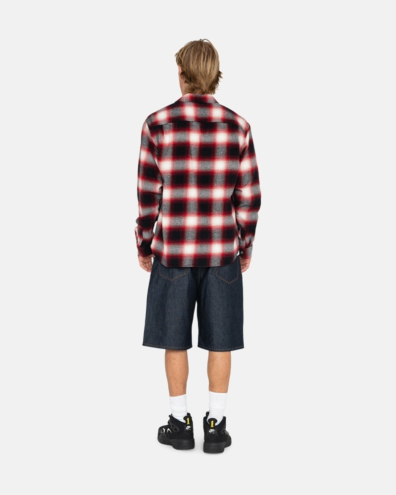 Red Stussy Bay Plaid Men's Shirts | USA000296