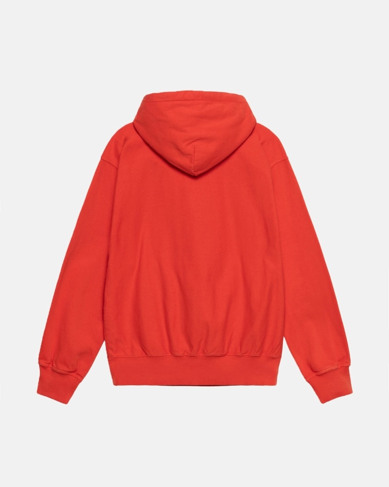 Red Stussy Block Sport Pigment Dyed Men's Hoodies | USA000018