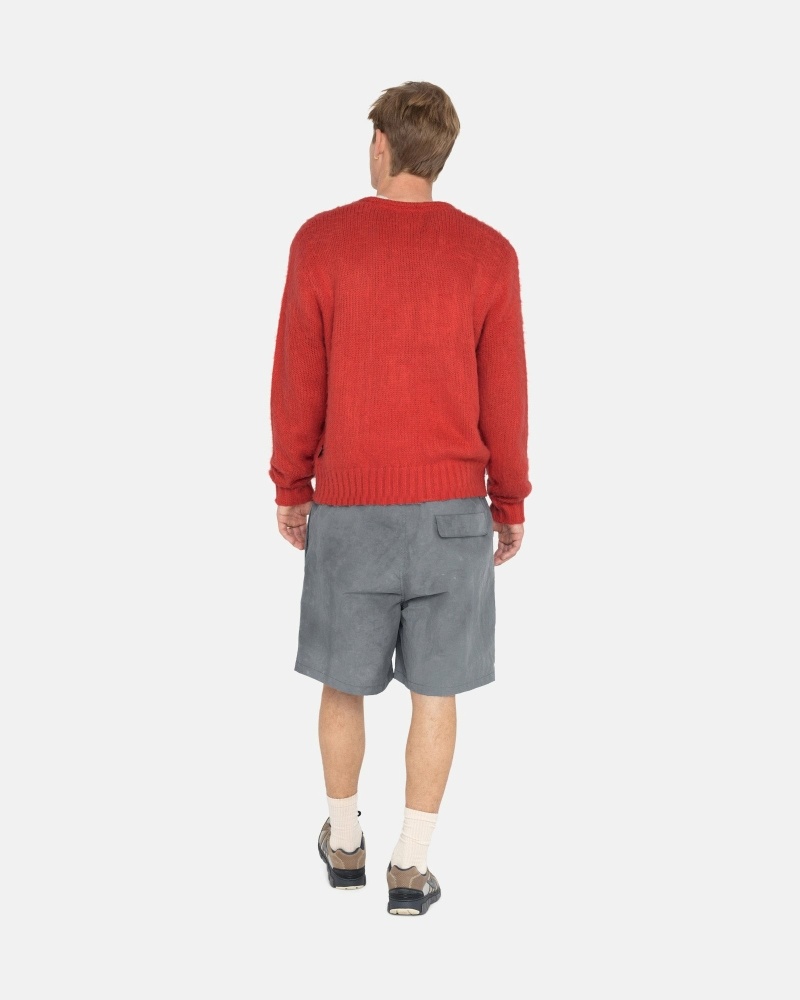 Red Stussy Brushed Cardigan Men's Knit Sweater | USA000529