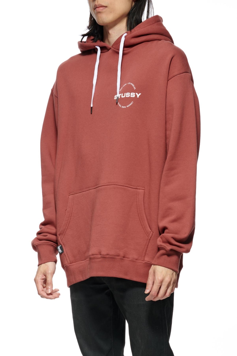 Red Stussy City Circle Men's Hoodies | USA000028