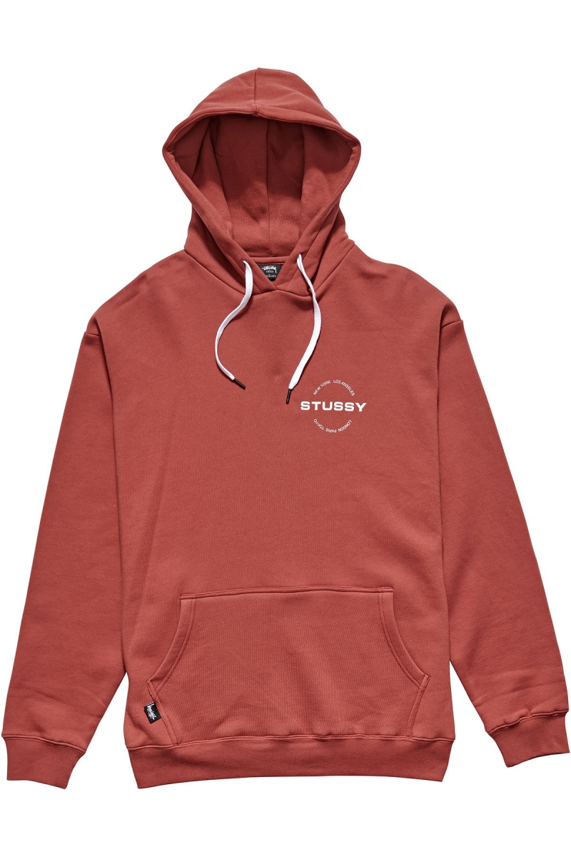 Red Stussy City Circle Men\'s Hoodies | USA000028