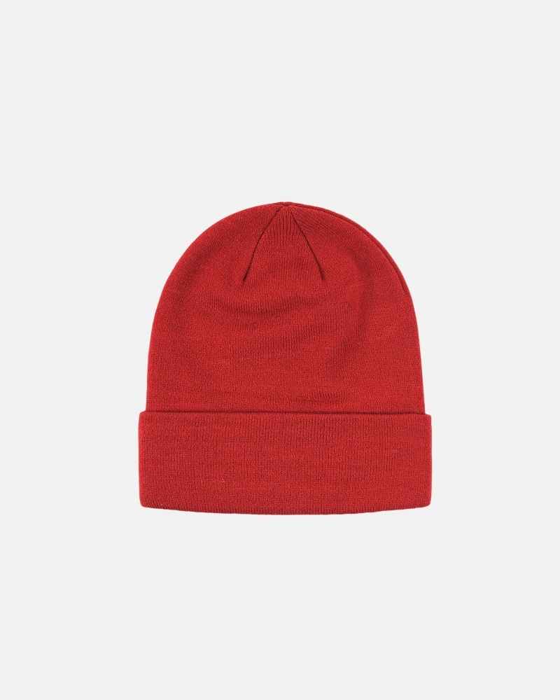 Red Stussy Crown Jacquard Cuff Men's Beanie | USA000425