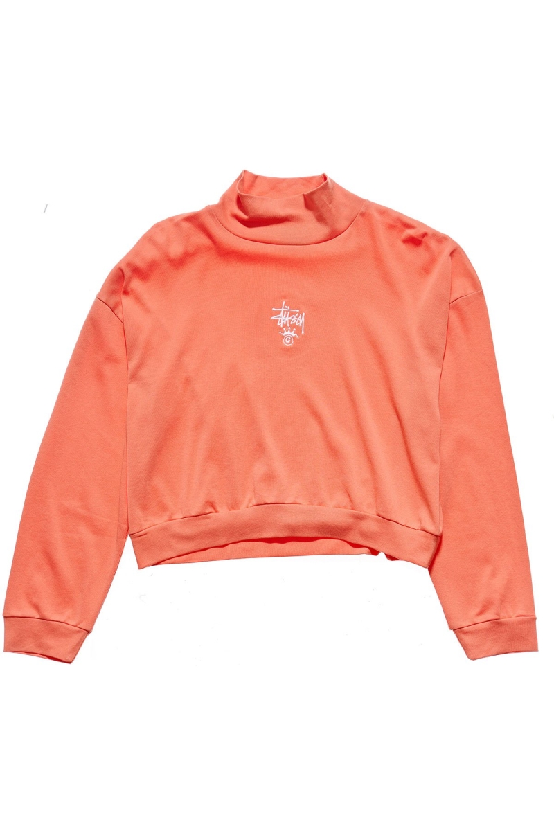 Red Stussy Ellen Rib Turtleneck Women\'s Sweatshirts | USA000919