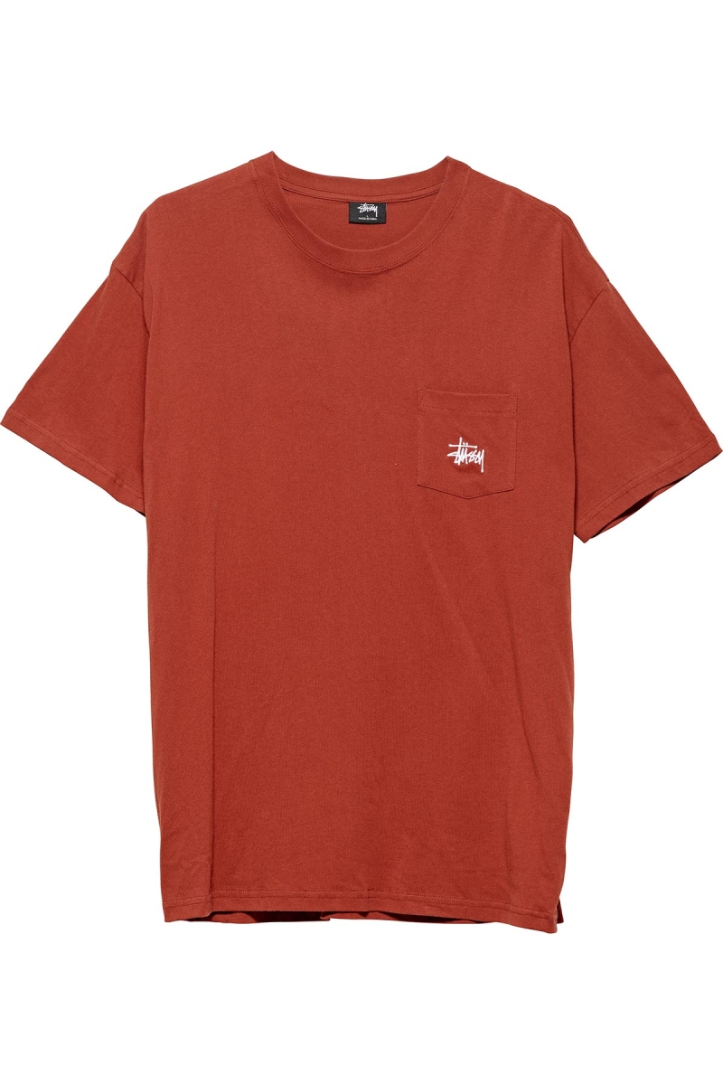 Red Stussy Graffiti Pocket Men\'s T Shirts | USA000183