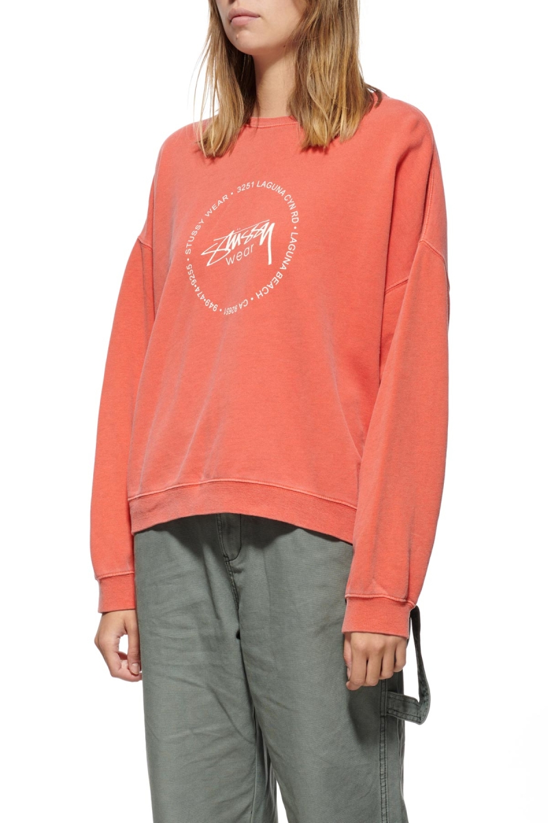 Red Stussy Laguna Overdyed Marle Crew Women's Sweaters | USA000842