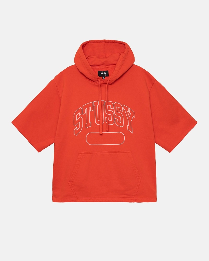 Red Stussy Ss Boxy Cropped Men\'s Hoodies | USA000070