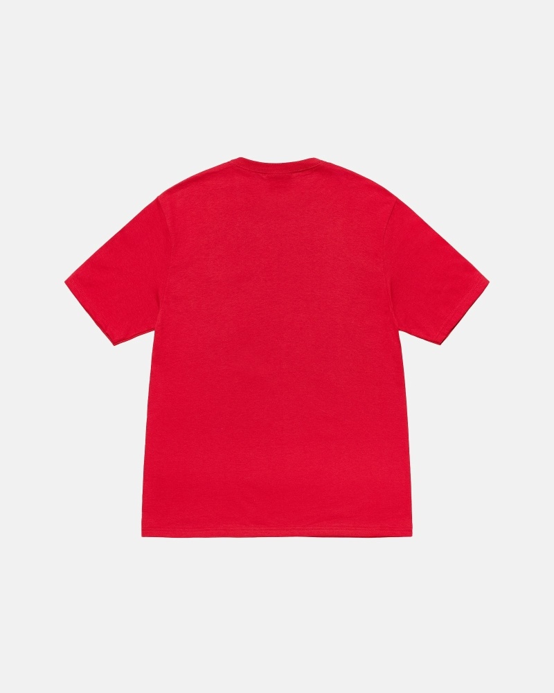 Red Stussy Stamp Men's T Shirts | USA000270