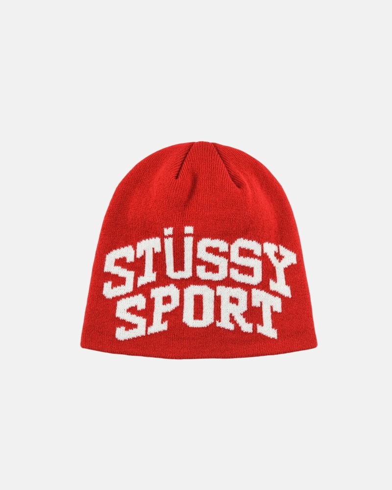 Red Stussy Stussy Sport Jacquard Skullcap Men\'s Hats | USA000499