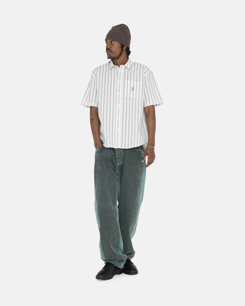 Stripes Stussy Boxy Striped Ss Men's Shirts | USA000298