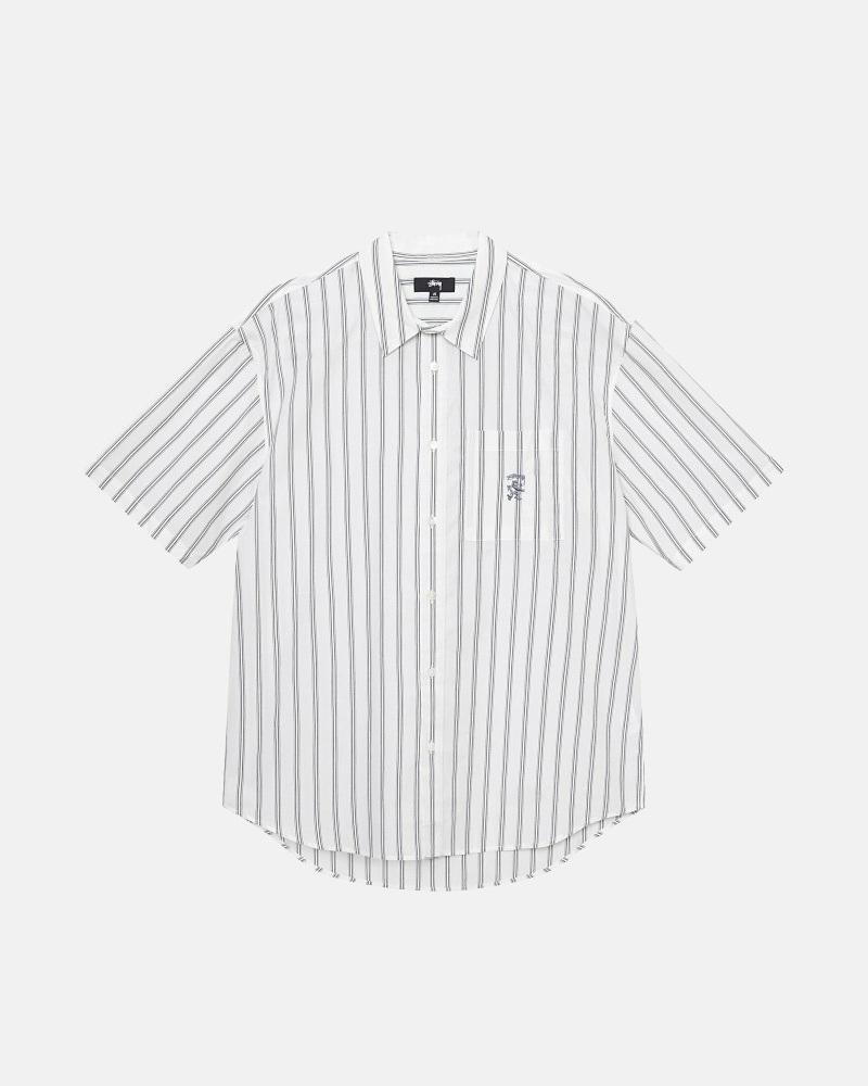 Stripes Stussy Boxy Striped Ss Men\'s Shirts | USA000298