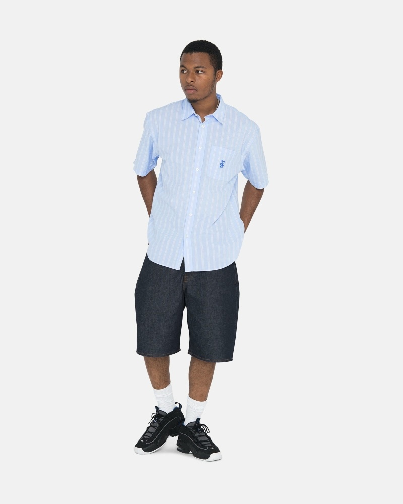 Stripes Stussy Boxy Striped Ss Men's Shirts | USA000299