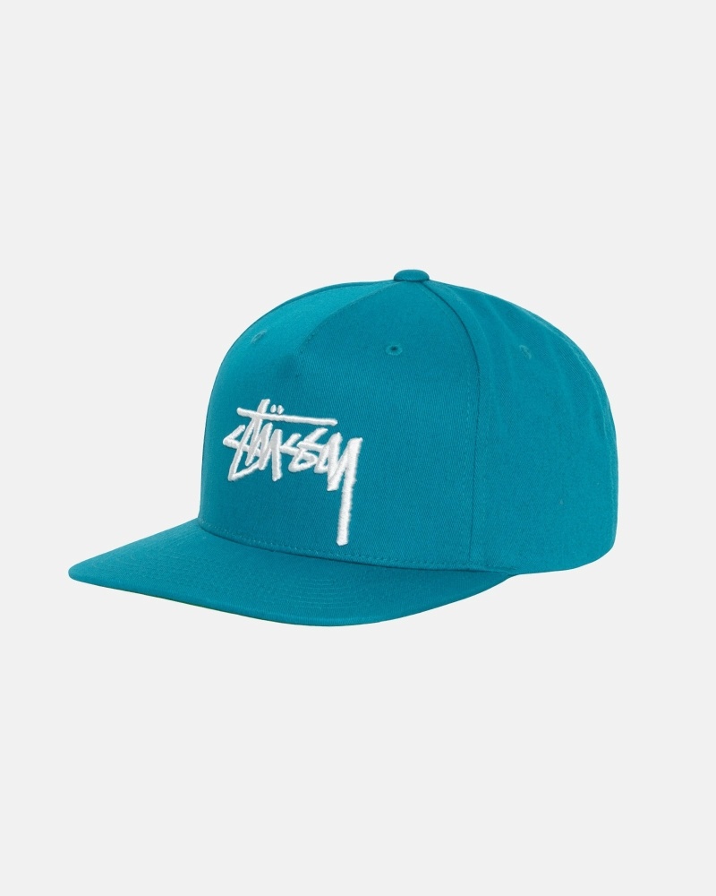 Turquoise Stussy Big Stock Point Crown Men's Caps | USA000410