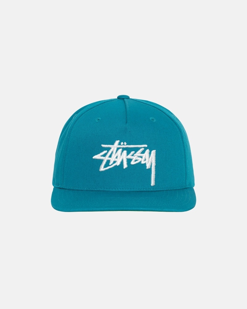 Turquoise Stussy Big Stock Point Crown Men\'s Caps | USA000410