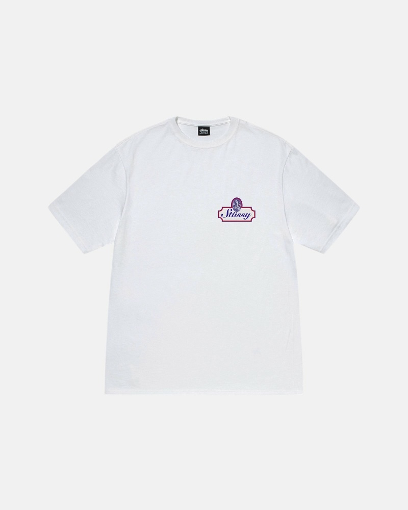 White Stussy Authentic Men's T Shirts | USA000094