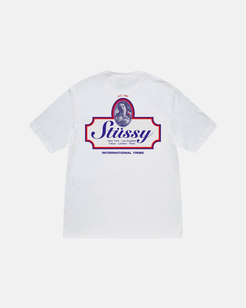 White Stussy Authentic Men\'s T Shirts | USA000094