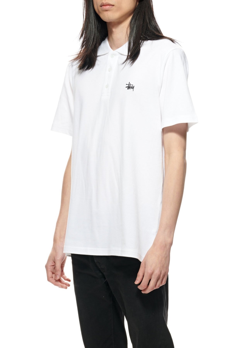 White Stussy Authentic SS Polo Men's Shirts | USA000293