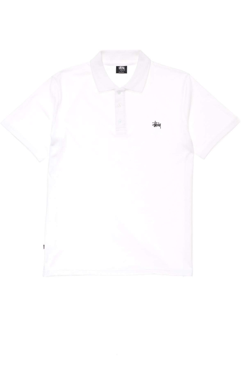 White Stussy Authentic SS Polo Men\'s Shirts | USA000293