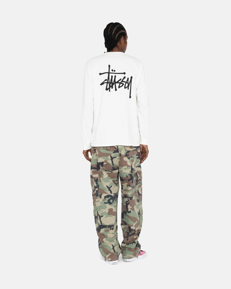 White Stussy Basic Ls Men's T Shirts | USA000102