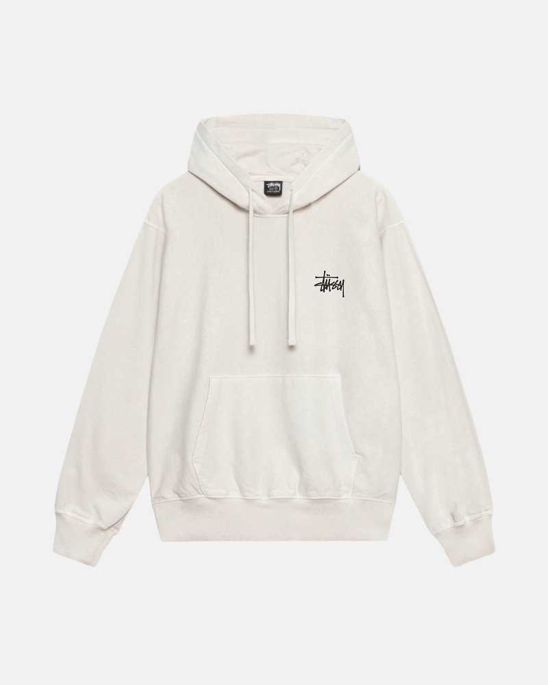 White Stussy Basic Pigment Dyed Men's Hoodies | USA000012