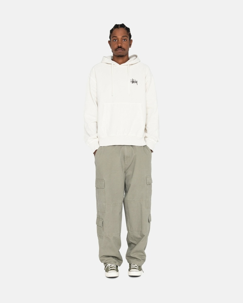 White Stussy Basic Pigment Dyed Men's Hoodies | USA000012