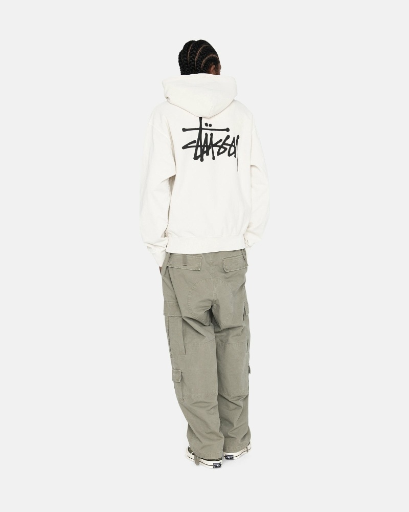 White Stussy Basic Pigment Dyed Men's Hoodies | USA000012