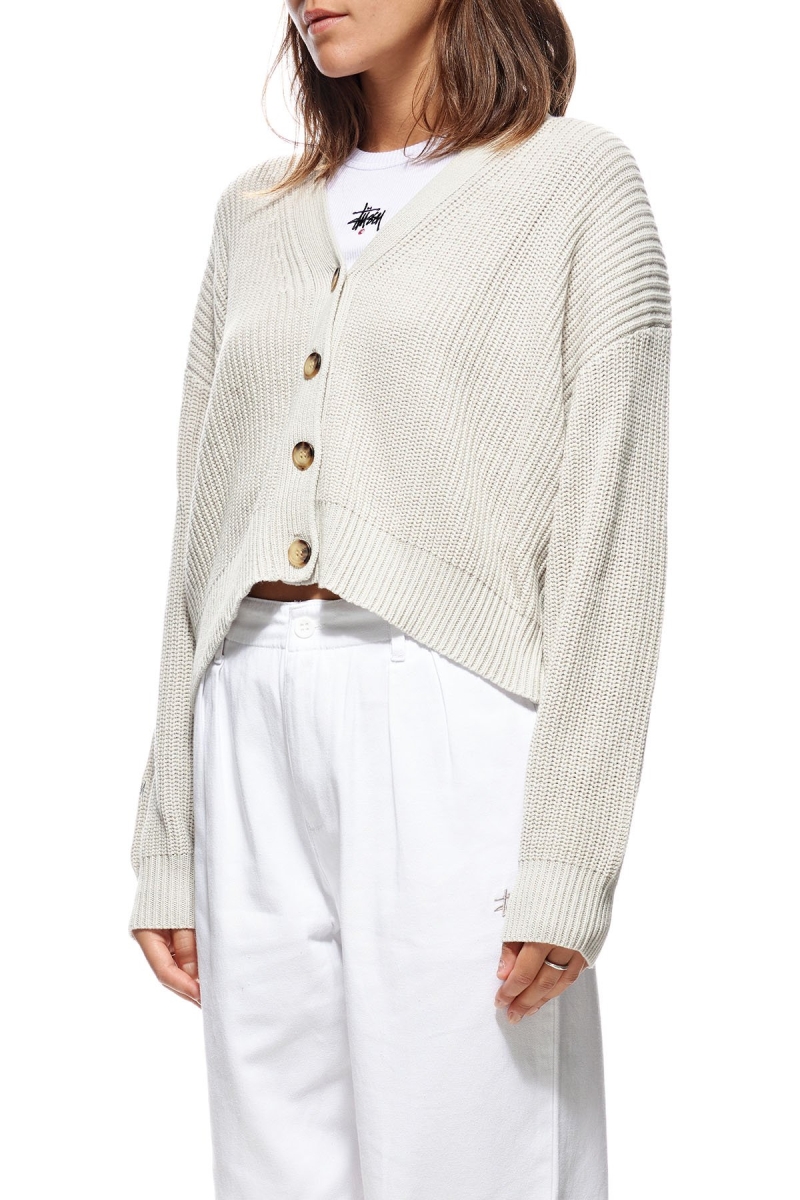 White Stussy Benton Oversize Cardy Women's Sweaters | USA000815