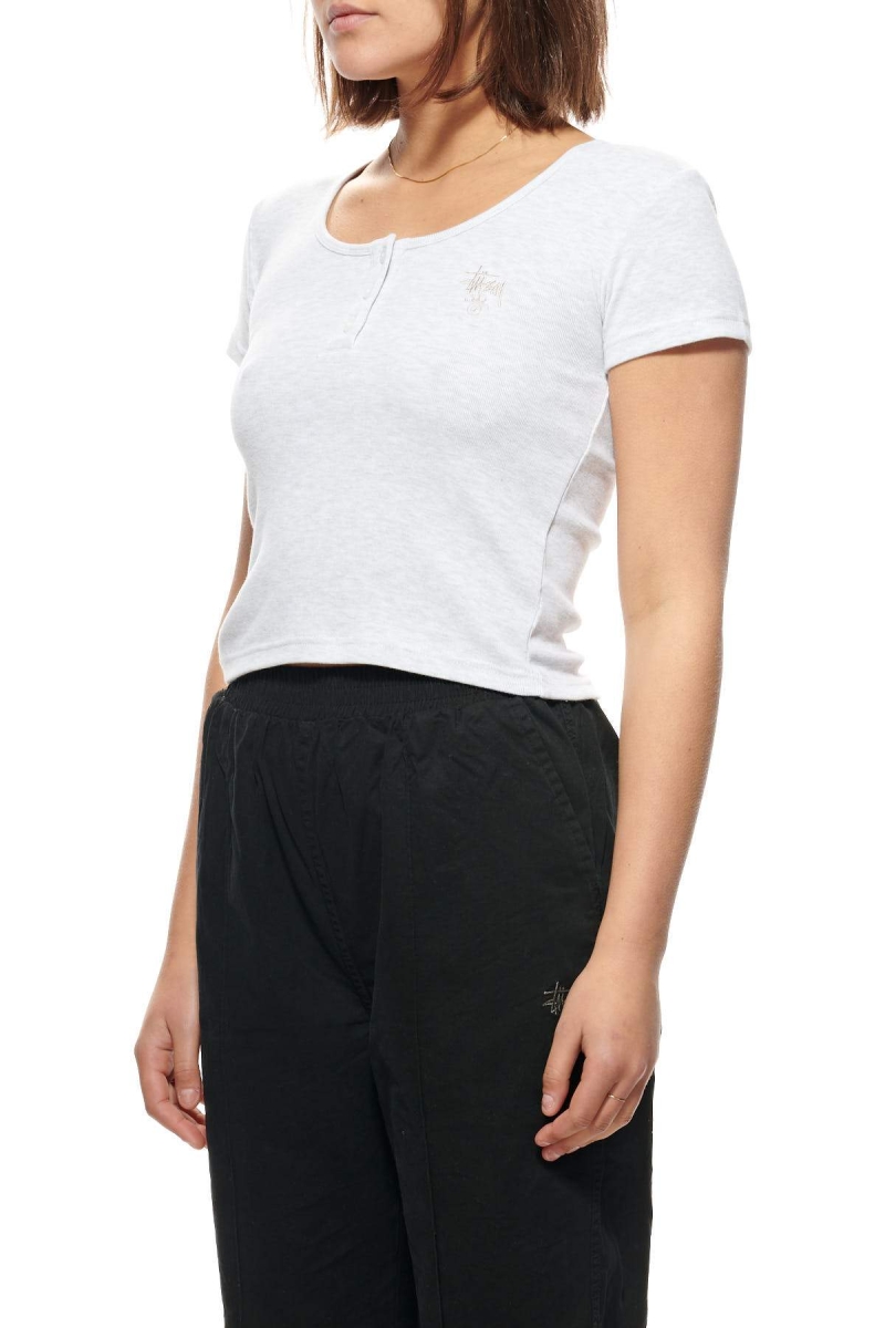 White Stussy Berk Scoop Neck Women's T Shirts | USA000112