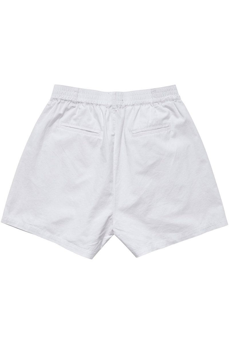 White Stussy Brentwood Pleated Women's Shorts | USA000630