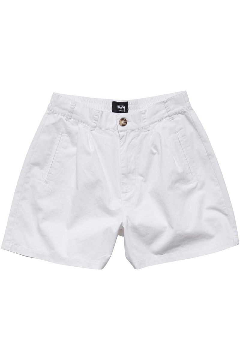 White Stussy Brentwood Pleated Women\'s Shorts | USA000630