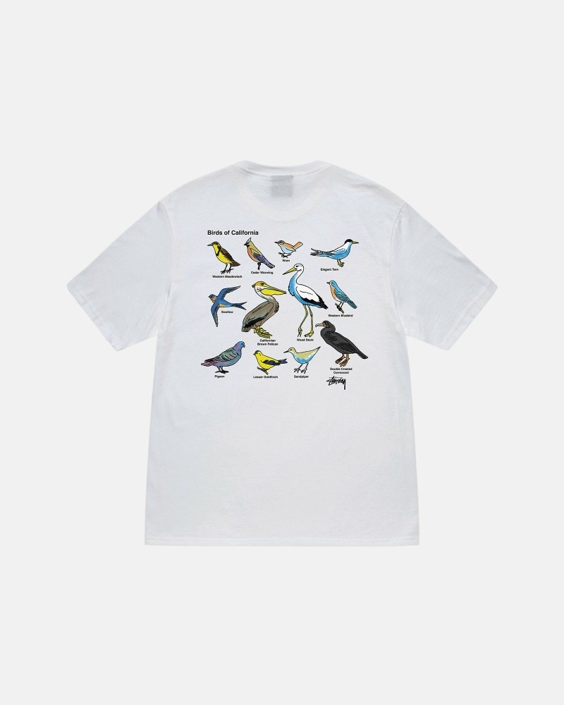 White Stussy California Birds Men's T Shirts | USA000117