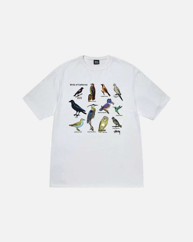 White Stussy California Birds Men\'s T Shirts | USA000117