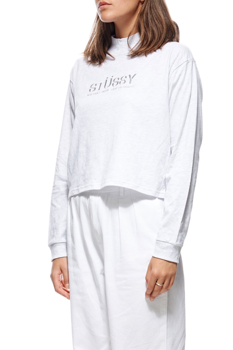 White Stussy Chandler Mock Neck LS Women's Sweatshirts | USA000895