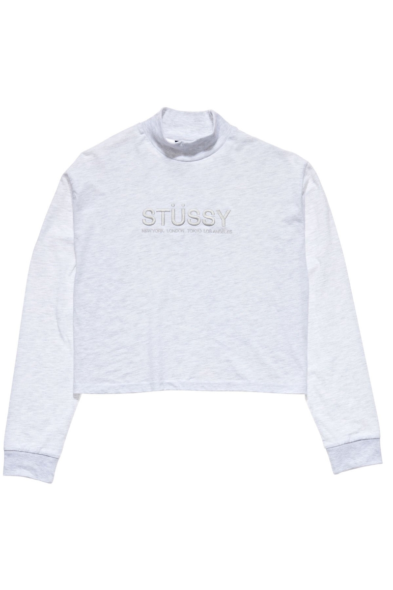 White Stussy Chandler Mock Neck LS Women\'s Sweatshirts | USA000895