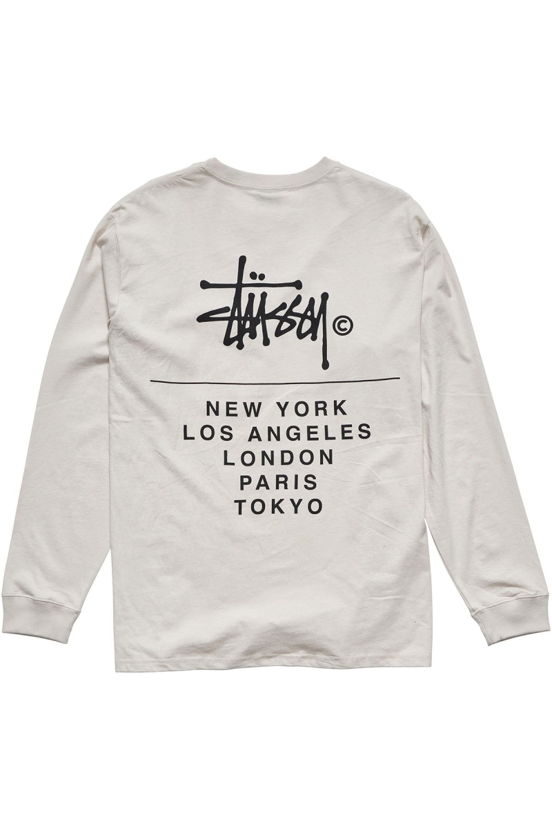 White Stussy Cities Stack Men's Sweatshirts | USA000899