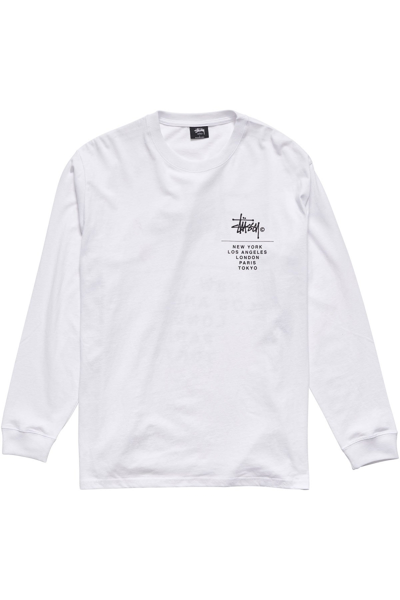 White Stussy Cities Stack Men's Sweatshirts | USA000900