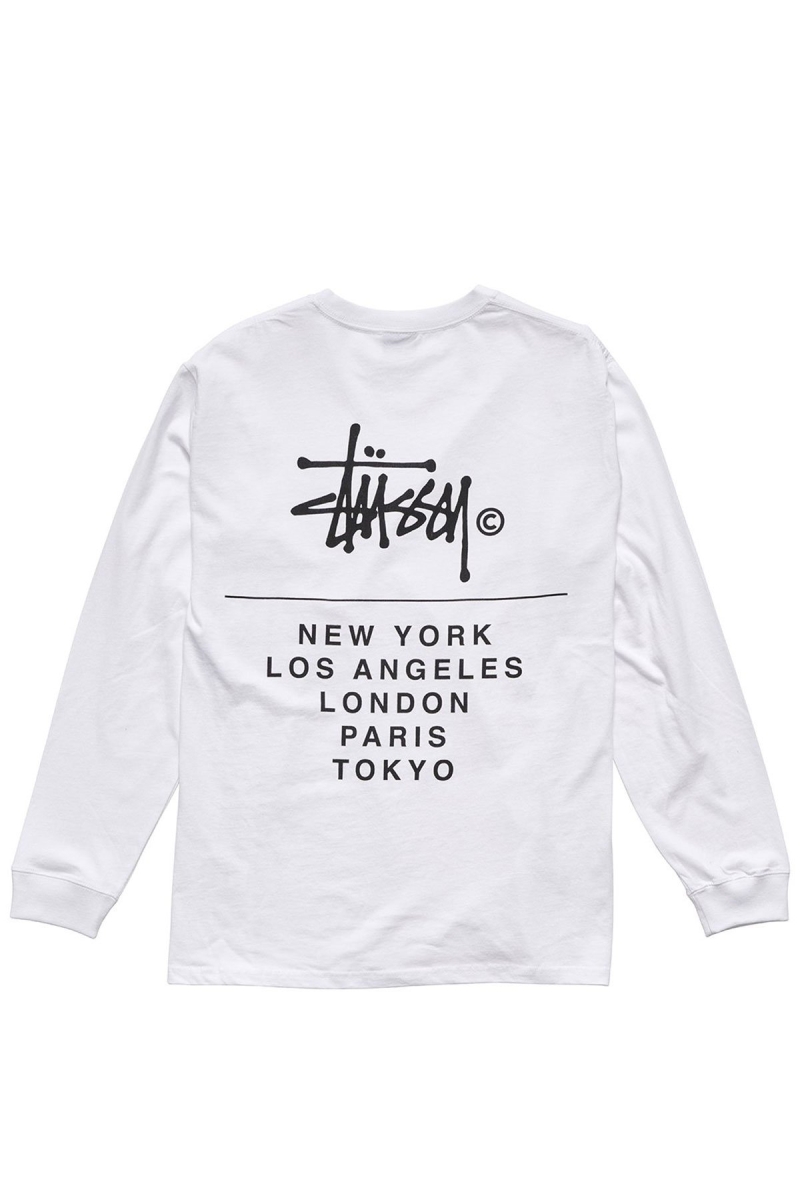 White Stussy Cities Stack Men\'s Sweatshirts | USA000900