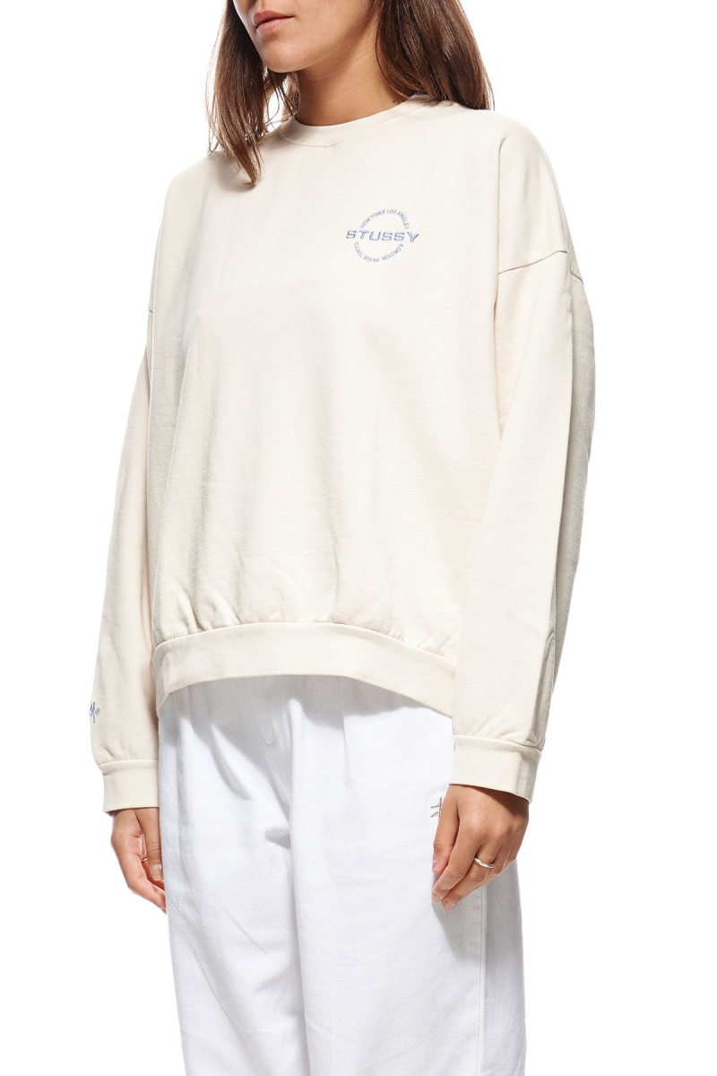 White Stussy City Circle OS Crew Women's Sportswear | USA000753