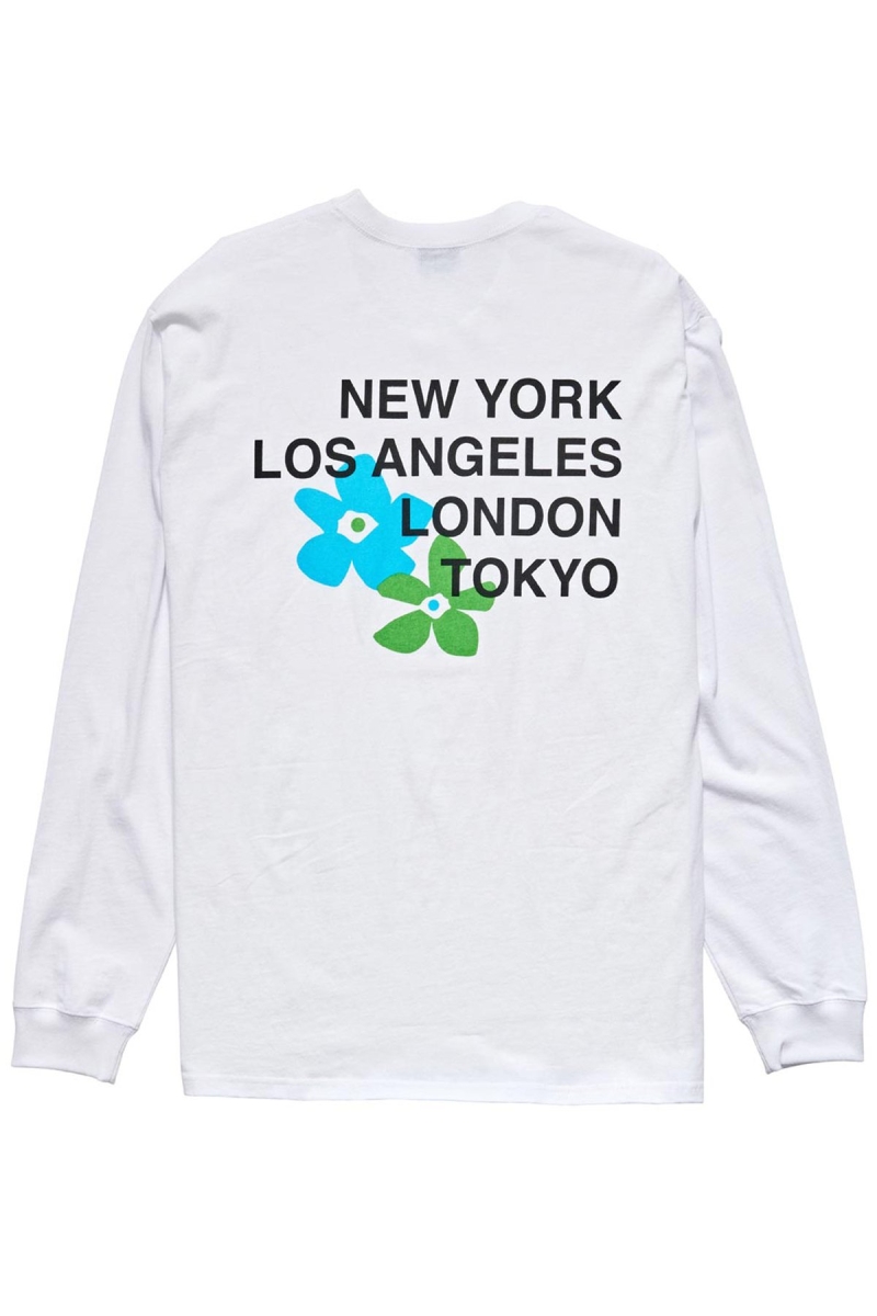 White Stussy City Flowers Men's Sweatshirts | USA000905