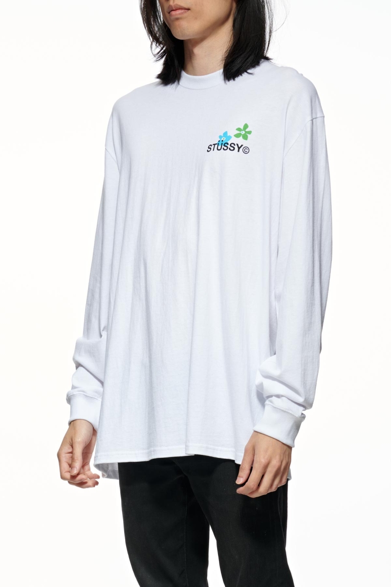 White Stussy City Flowers Men's Sweatshirts | USA000905