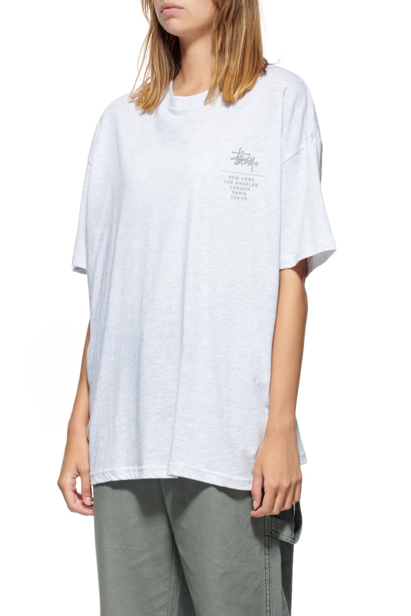 White Stussy City Stack Relaxed Women's T Shirts | USA000127