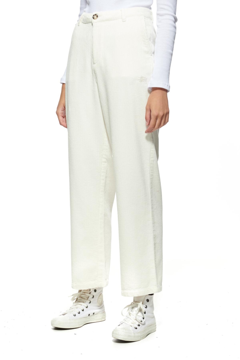 White Stussy Claudette Cord Women's Pants | USA000553