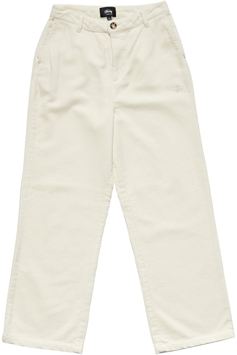 White Stussy Claudette Cord Women\'s Pants | USA000553