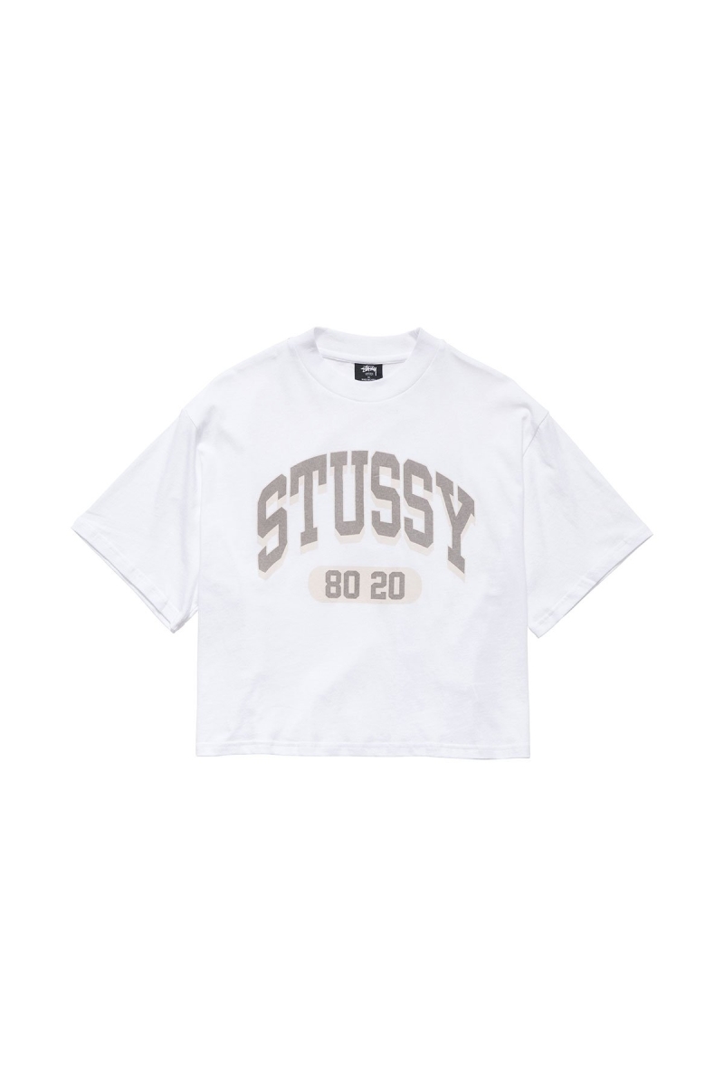 White Stussy College Boxy Women\'s T Shirts | USA000130