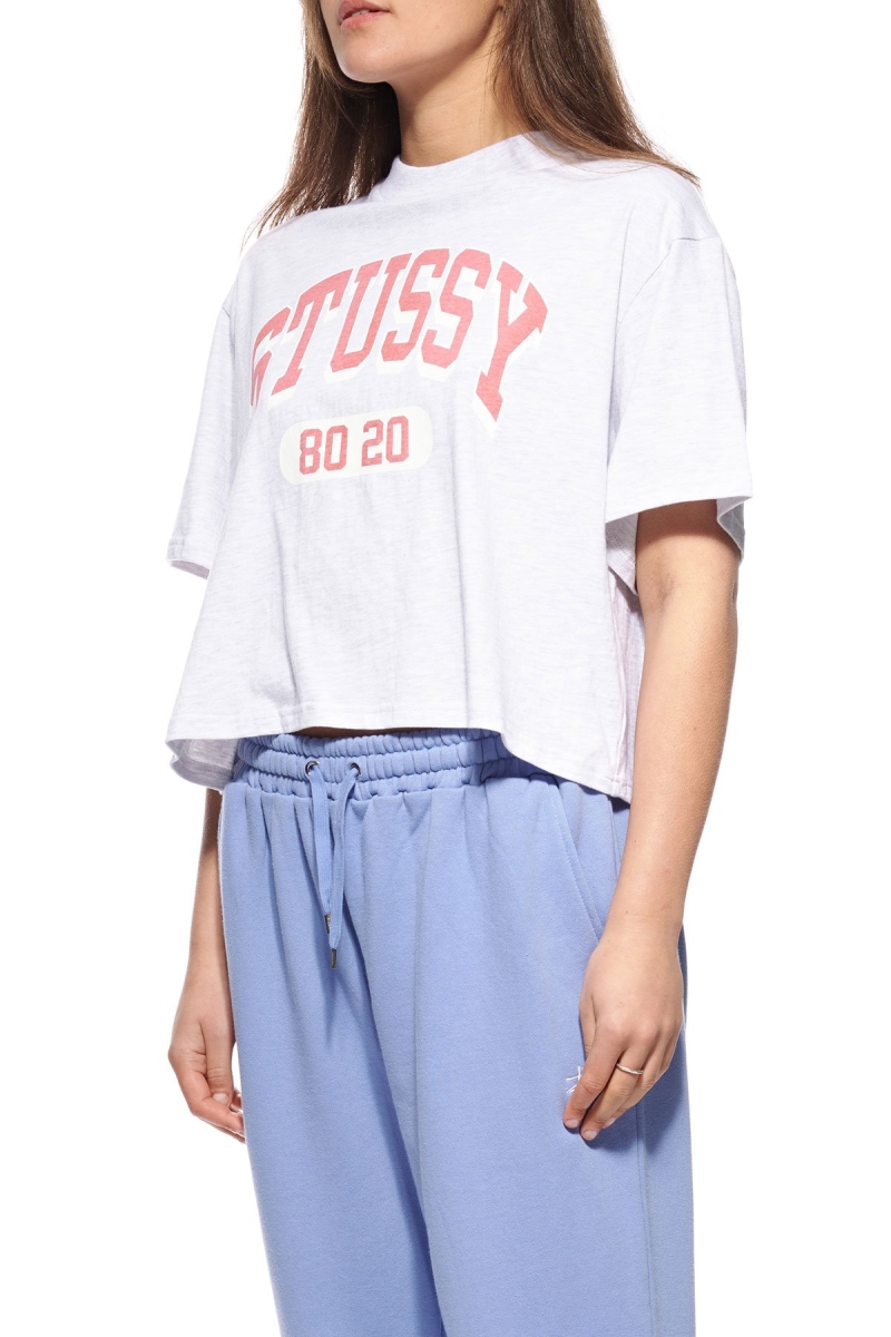 White Stussy College Boxy Women's T Shirts | USA000131