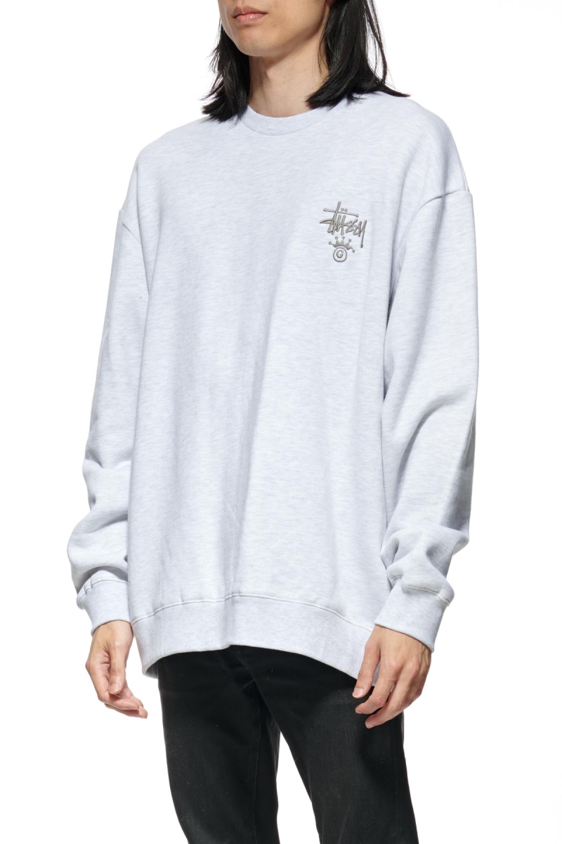 White Stussy Copyright Crown Crew Men's Sweaters | USA000831