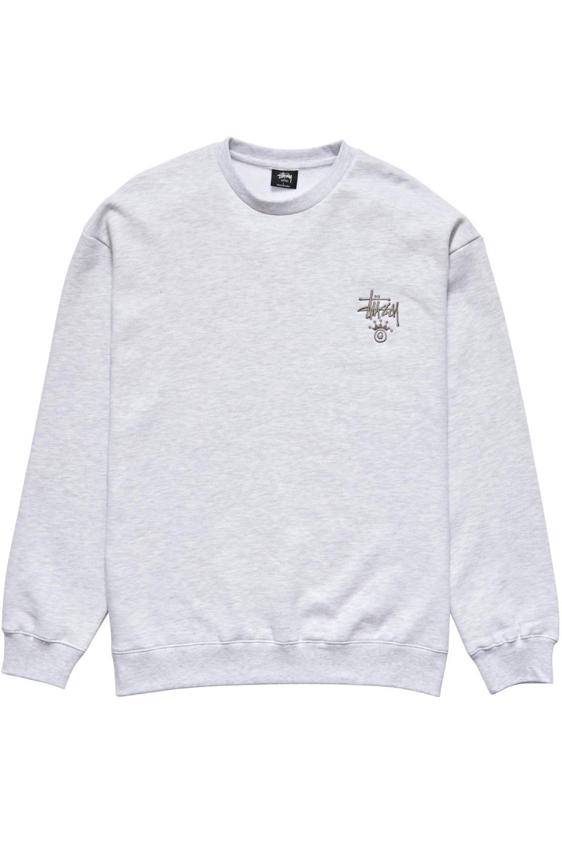 White Stussy Copyright Crown Crew Men\'s Sweaters | USA000831