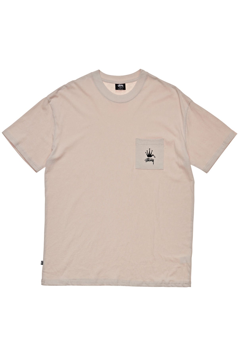 White Stussy Crown Pocket SS Men\'s T Shirts | USA000147